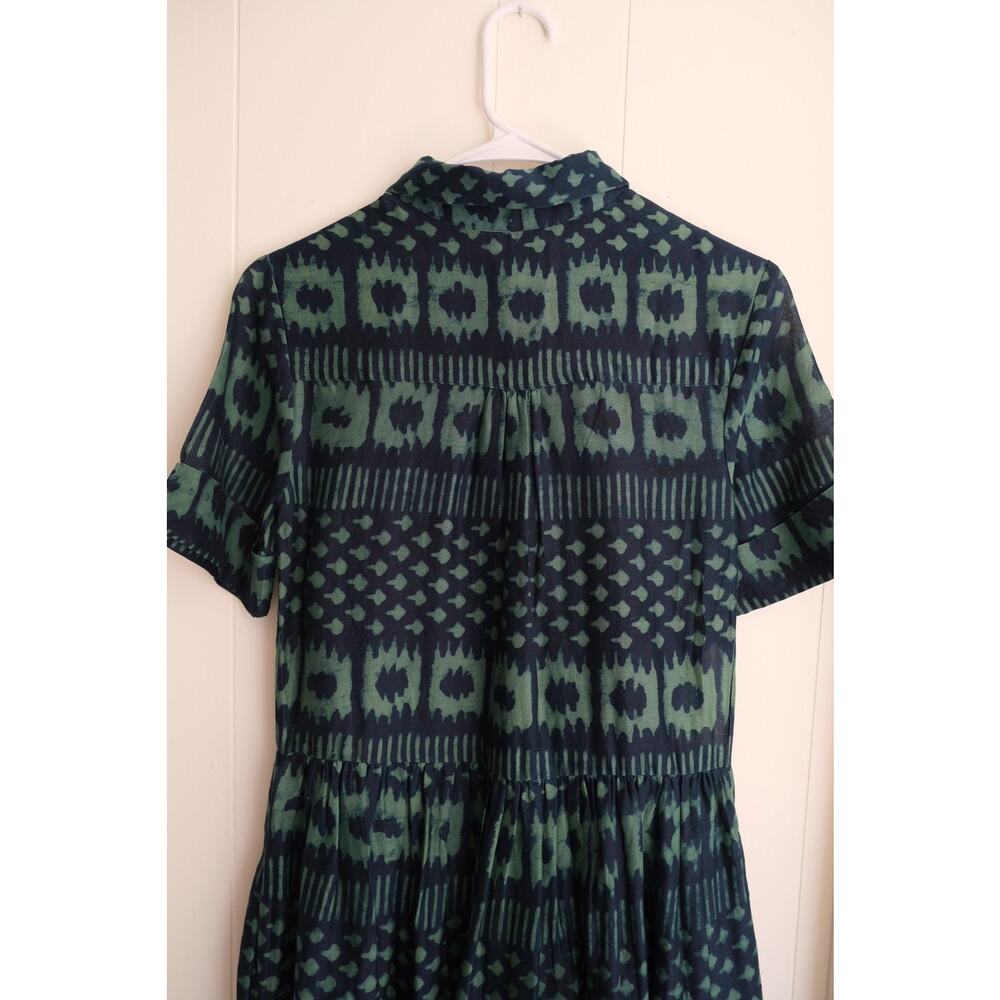 Toast Womens Ikat Shirt Dress Sz 6 Block Print Cotton Silk Minimalist Cottage - Picture 7 of 14